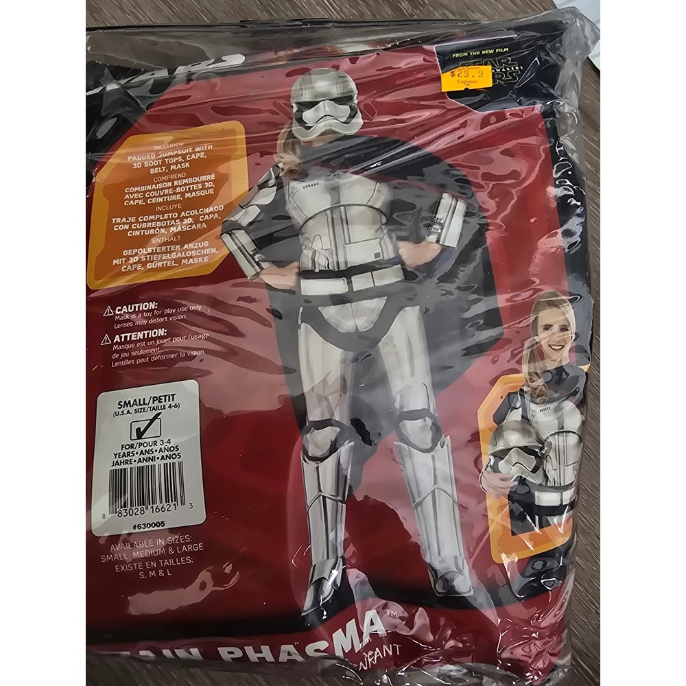 Star Wars Captain Phasma Costume Kids Small 4-6 Force Awakens Padded Jumpsuit